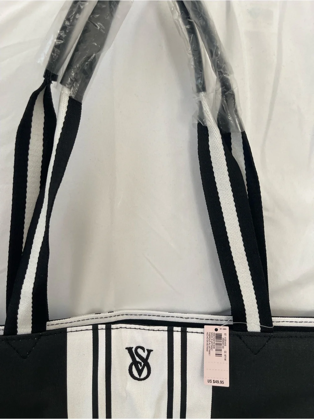 MEW- Victoria's Secret Black and White Vertical Stripe Tote